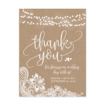 Kraft Kant en Lichten Rustiek Dank u Post Kaart