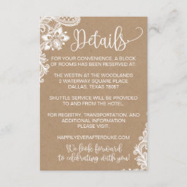 Kraft Kant en Lichten Rustieke Bruiloft Detail Kaa Informatiekaartje