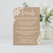 Kraft Kant en Lichten Rustieke Bruiloft Detail Kaa Informatiekaartje (Staand voorkant)