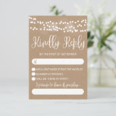 Kraft Kant en Lichten Rustieke Bruiloft RSVP Kaartje (Staand voorkant)