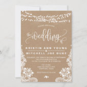 Kraft Kant en Lichten Rustieke Bruiloft Uitnodigin Kaart (Voorkant)