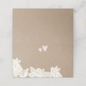 Kraft Kant met Roze Harten Wedding Place Card Plaatskaartje (Buitenkant ongevouwen)