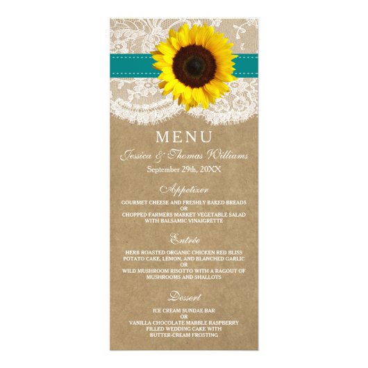 Kraft, Kant & Zonnebloem Wedding Menu (Voorkant)