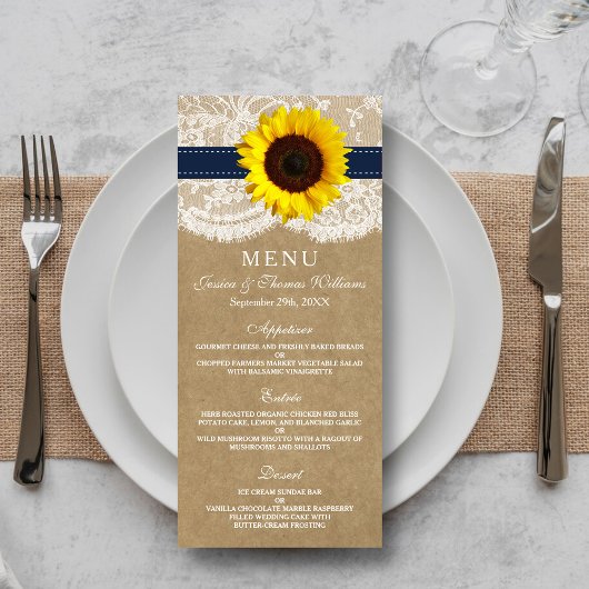 Kraft, Kant & Zonnebloem Wedding Menu