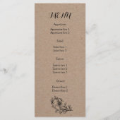 Kraft karton bloemenbruiloft menukaart (Achterkant)