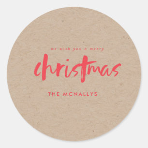 Kraft kerstcadeau Label Sticker
