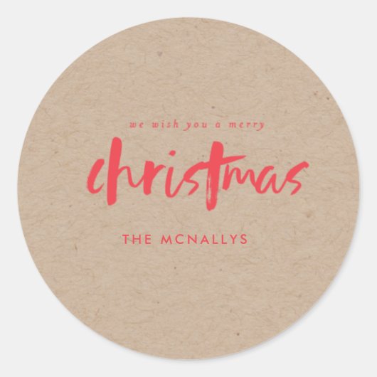 Kraft kerstcadeau Label Sticker (Voorkant)