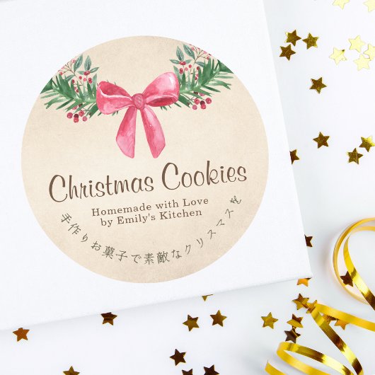 Kraft Kerstkoekdoos Label Rode Strik Band