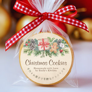 Kraft Kerstkoekendooslabel Gemberkoek Ronde Sticker