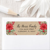 Kraft Kerstmis Poinsettia Holly Berry Label (Insitu)
