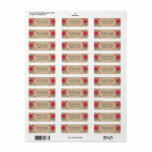 Kraft Kerstmis Poinsettia Holly Berry Label (Full Sheet)
