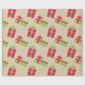 Kraft Kerstmis presenteert Green Red Gifts Holiday Cadeaupapier (Vlak)