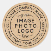 Kraft kijkt zaken Aangepast logo retouradres Ronde Sticker (Voorkant)