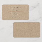 Kraft klassiek minimalistisch aanpasbaar visitekaartje (Voorkant / Achterkant)