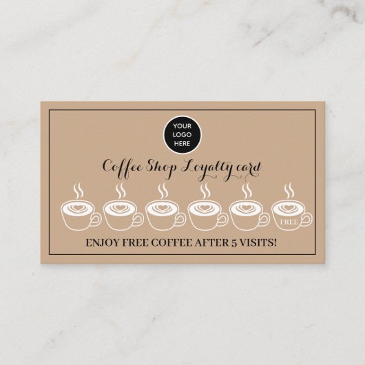 Kraft Koffiewinkel Logo Business Beloning Punch Klantenkaartje (Voorkant)