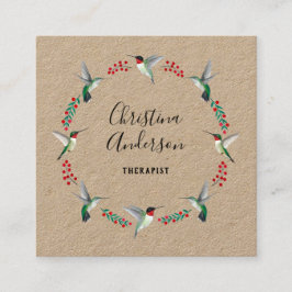 Kraft kolibrie krans vierkante visitekaartje