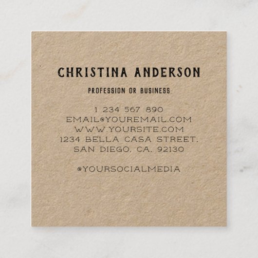 Kraft kolibrie krans vierkante visitekaartje (Achterkant)