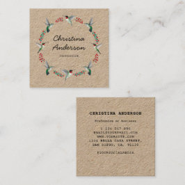 Kraft kolibrie krans vierkante visitekaartje