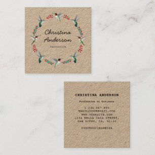 Kraft kolibrie krans vierkante visitekaartje