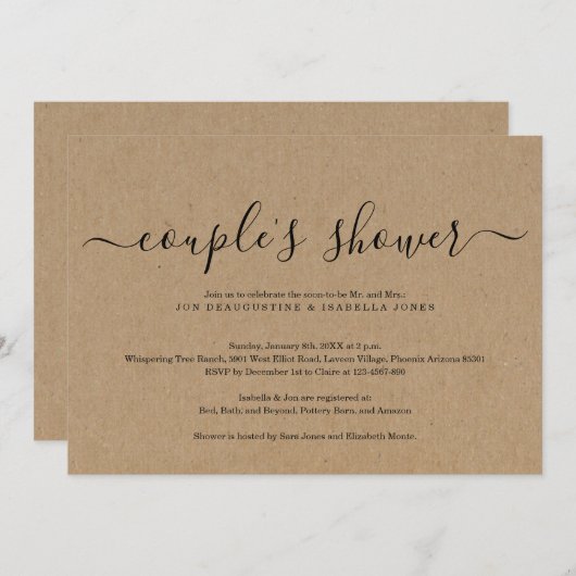 Kraft Koppel Shower Uitnodiging (Voorkant / Achterkant)