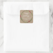 Kraft Krans Kerst Retouradres Vierkante Sticker (Tas)