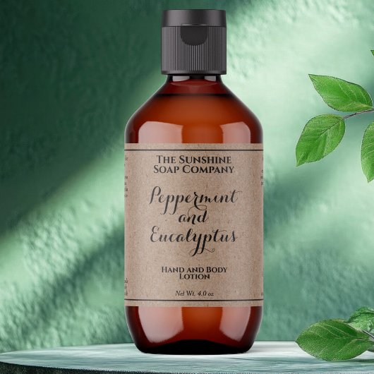 Kraft krullende tekst cosmetica fleslabel etiket