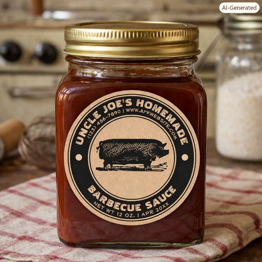 Kraft Label Sjabloon voor Oude Barbecuesaus