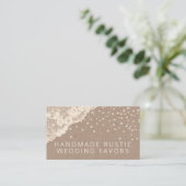  Kraft Lace Pearls Handmade Wedding Favors Visitekaartje (Staand voorkant)