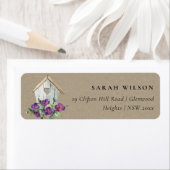 KRAFT LAND VIOLET FLORAL BIRD HOUSE ADRES ETIKET (Insitu)