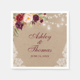 Kraft Landelijke Trouwlampjes met Kanten Bloemen Servet