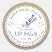 Kraft Lavendel Lip Balm Label met Harten (Voorkant)