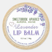 Kraft Lavendel Lip Balm Label met Harten Paars (Voorkant)