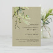 KRAFT LEAFY GREEN FOLIAGE BUNCH WATERVERF WEDDING KAART (Staand voorkant)
