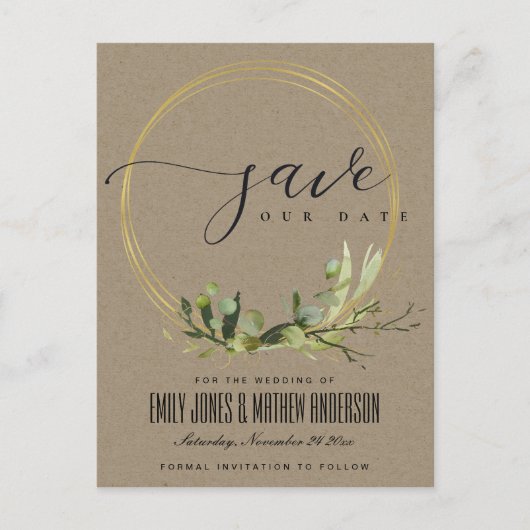 KRAFT LEAFY GREEN FOLIAGE WATERVERF BEWAREN DE DAT AANKONDIGINGSKAART (Voorkant)