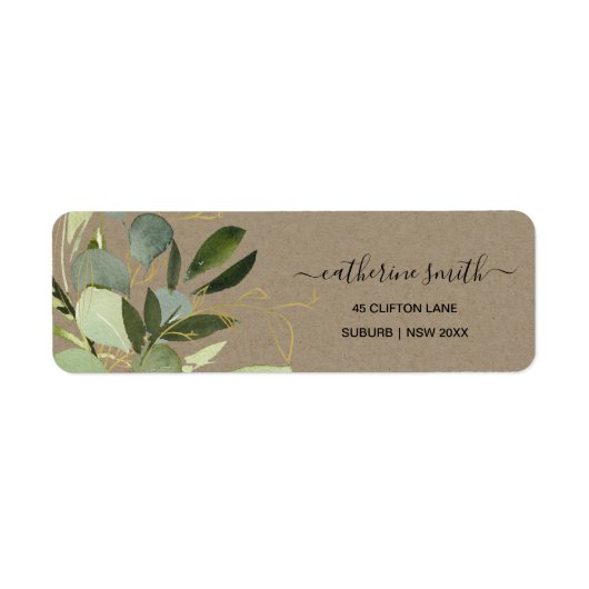KRAFT LEAFY GREEN GOLD FOLIAGE WATERVERF ADRES ETIKET (Voorkant)