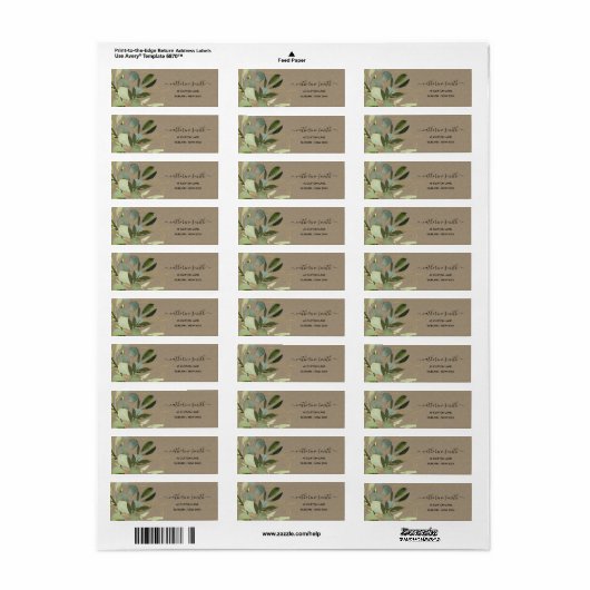 KRAFT LEAFY GREEN GOLD FOLIAGE WATERVERF ADRES ETIKET (Full Sheet)