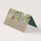 KRAFT LEAFY GREEN GOLD FOLIAGE WEDDING PLACE CARD KAART (Voorkant)