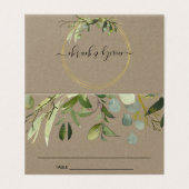 KRAFT LEAFY GREEN GOLD FOLIAGE WEDDING PLACE CARD KAART (Buitenkant ongevouwen)