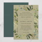 KRAFT LEAFY LIJST GREEN FOLIAGE WATERVERF WEDDING KAART (Voorkant / Achterkant)