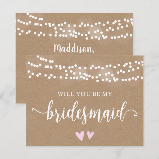 Kraft Lights zal je mijn Bridesmaid zijn Kaart (Voorkant / Achterkant)