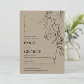 KRAFT LINE DRAWING FLORAL REHEARSAL DINNER INVITE BEDANKKAART (Staand voorkant)