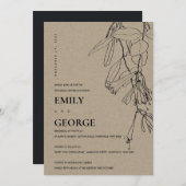 KRAFT LINE DRAWING FLORAL REHEARSAL DINNER INVITE BEDANKKAART (Voorkant / Achterkant)