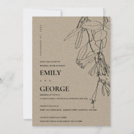 KRAFT LINE DRAWING FLORAL REHEARSAL DINNER INVITE BEDANKKAART