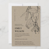 KRAFT LINE DRAWING FLORAL SHOWER BY MAIL INVITE BEDANKKAART (Voorkant)