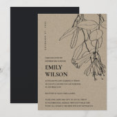 KRAFT LINE DRAWING FLORAL SHOWER BY MAIL INVITE BEDANKKAART (Voorkant / Achterkant)