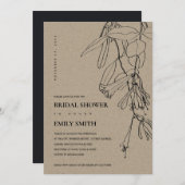 KRAFT LINE DRAWING FLORAL VRIJGEZELLENFEEST INVITE BEDANKKAART (Voorkant / Achterkant)
