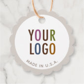 Kraft Logo Hang Labels met String Round Scalloped (Achterkant)