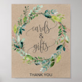 Kraft Loof Krans Kaarten en Cadeaus Bord Poster (Voorkant)