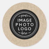 Kraft look border black circle business logo ronde sticker (Voorkant)