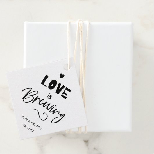 Kraft Love is Brewing Wedding Favor Labels (In situ)